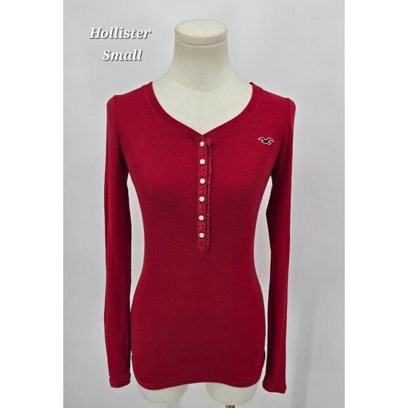 Hollister Women’s Henley Top – Y2K Grunge Elena Gilbert Style - Picture 1 of 6